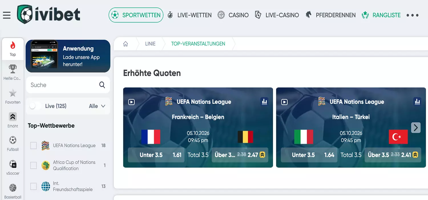 Wetten ohne Verifizierung bei Ivibet mit Registrierung in drei Feldern